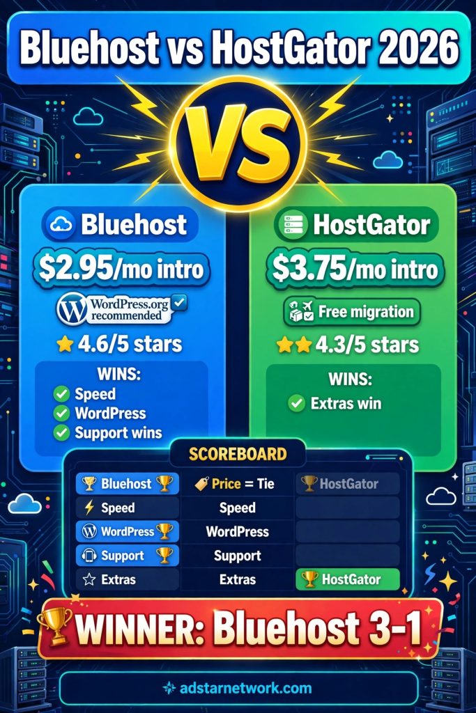 Bluehost vs HostGator 2026: Which Is Better? infographic