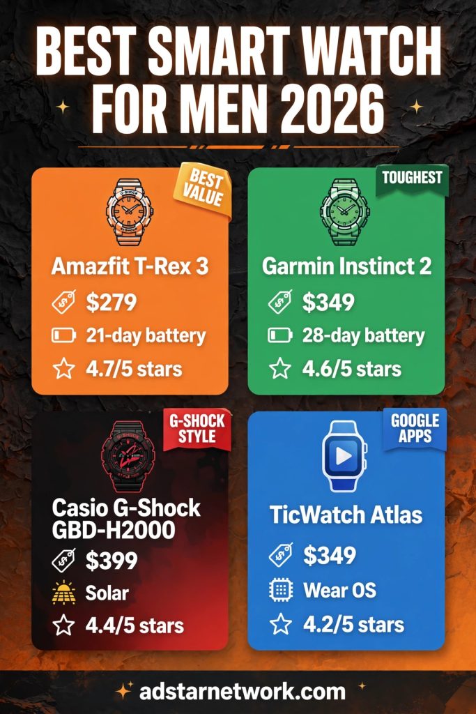 Best Smart Watch for Men 2026 infographic
